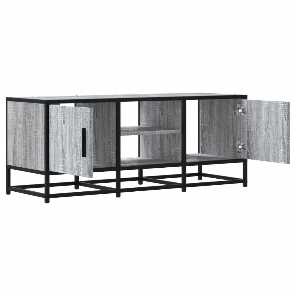 Dulap TV, gri sonoma, 100x35x41 cm, lemn prelucrat și metal
