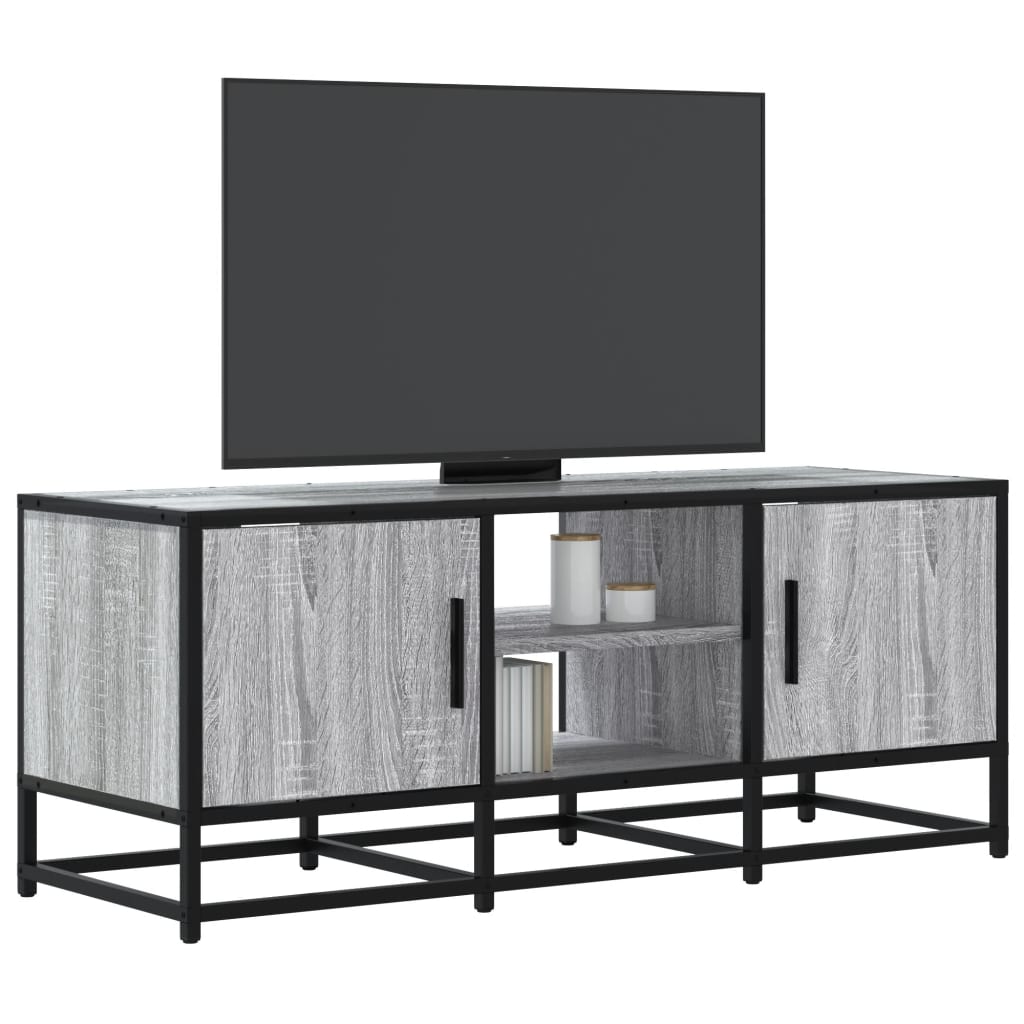 Dulap TV, gri sonoma, 100x35x41 cm, lemn prelucrat și metal
