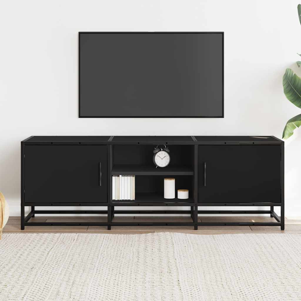 Dulap TV, negru, 120x35x41 cm, lemn prelucrat și metal