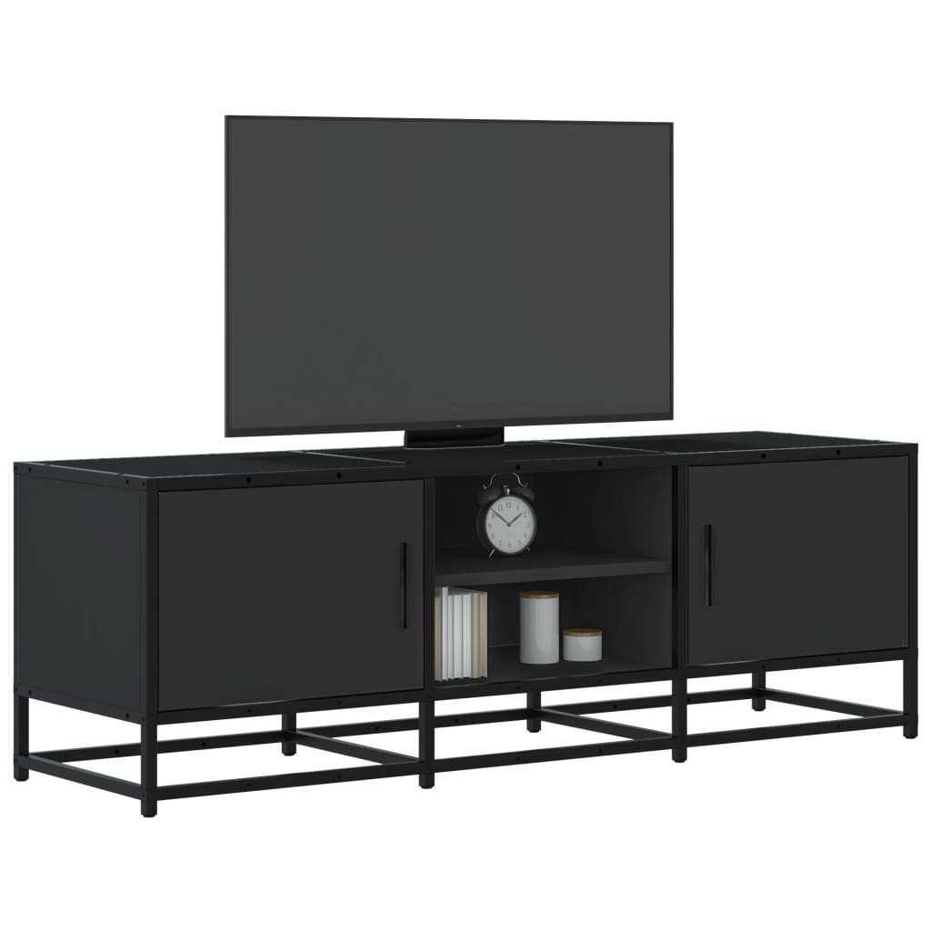 Dulap TV, negru, 120x35x41 cm, lemn prelucrat și metal