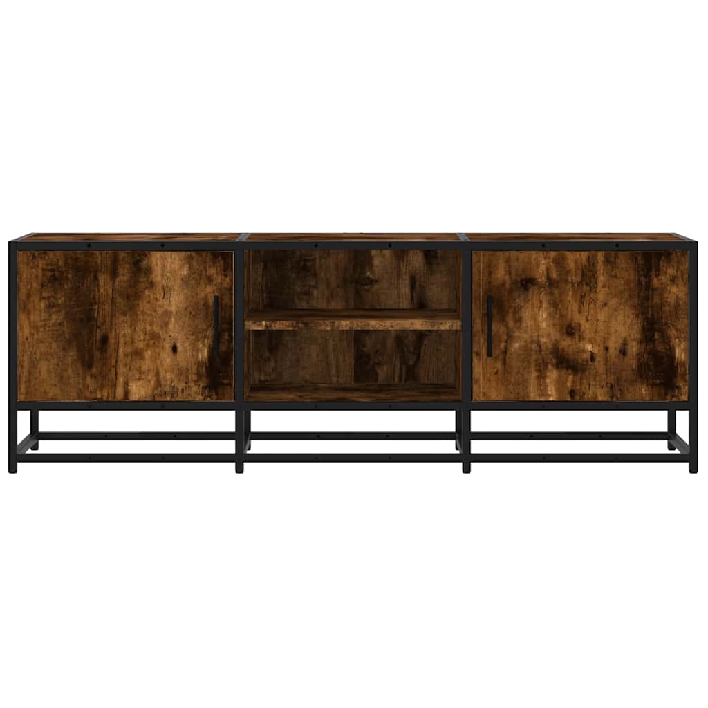 Dulap TV stejar fumuriu, 120x35x41 cm lemn prelucrat și metal
