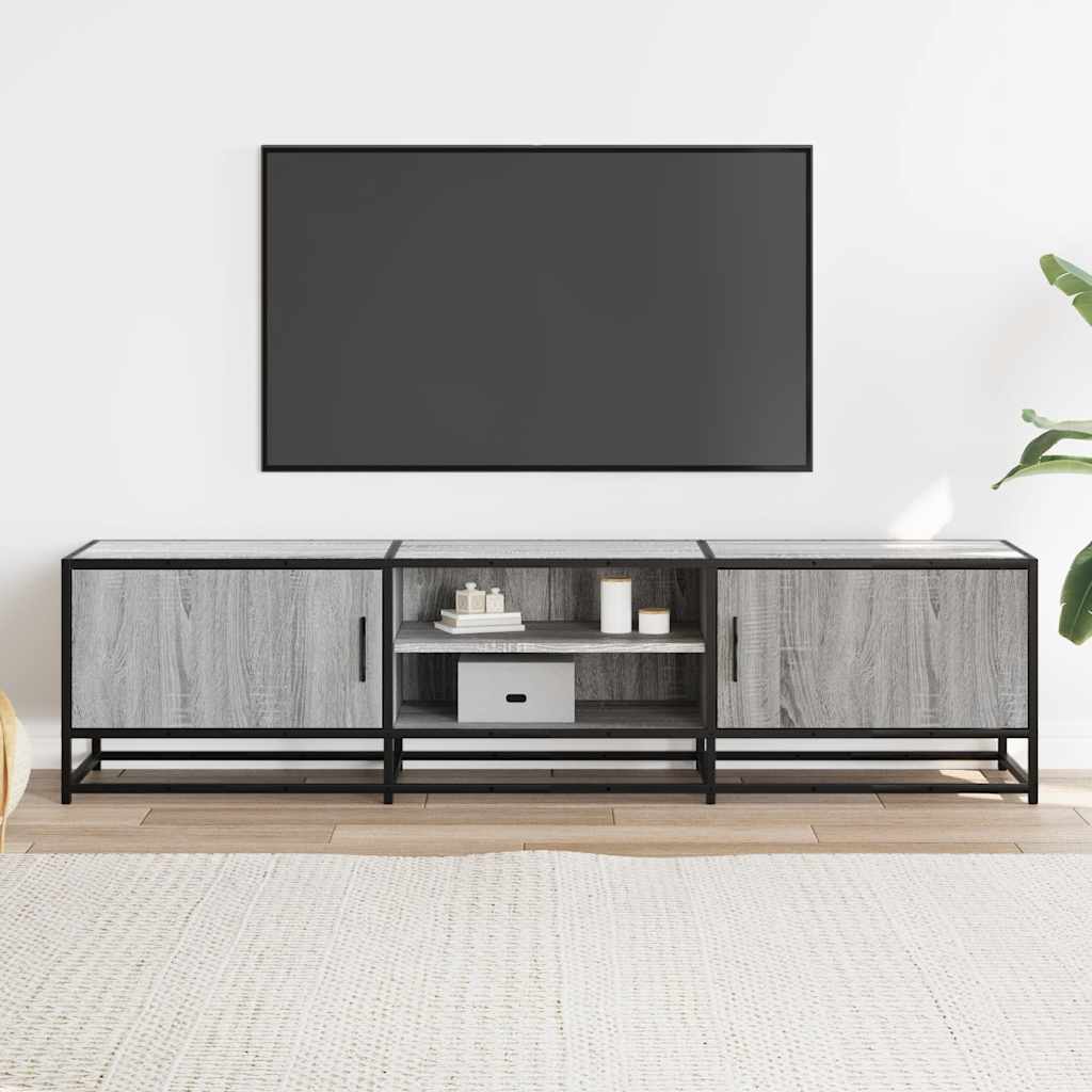 Dulap TV gri sonoma, 160x35x41 cm lemn prelucrat și metal