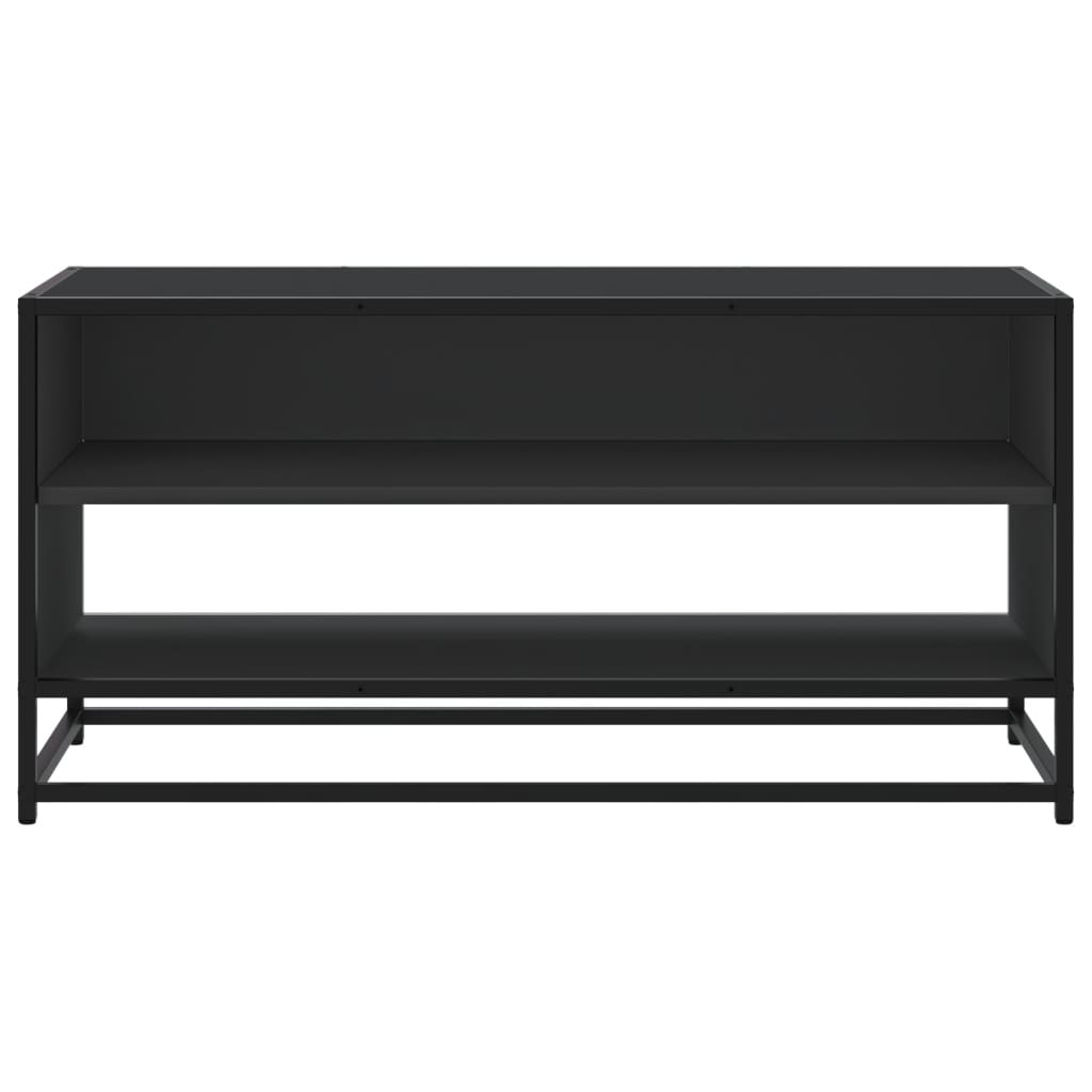 Dulap TV, negru, 91x40x46 cm, lemn prelucrat și metal