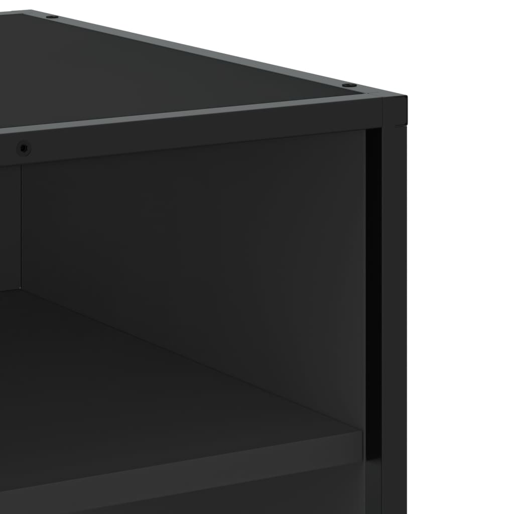 Dulap TV, negru, 91x40x46 cm, lemn prelucrat și metal