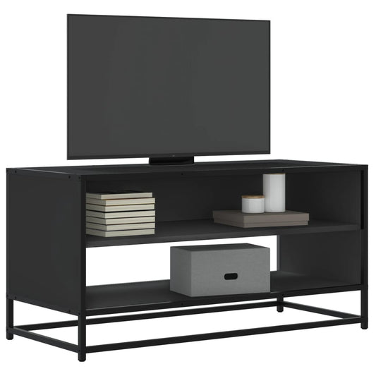Dulap TV, negru, 91x40x46 cm, lemn prelucrat și metal