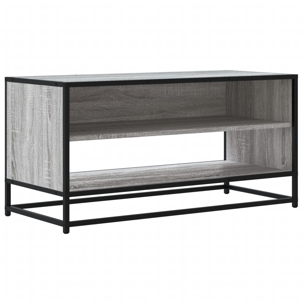 Dulap TV, gri sonoma, 91x40x46 cm, lemn prelucrat și metal