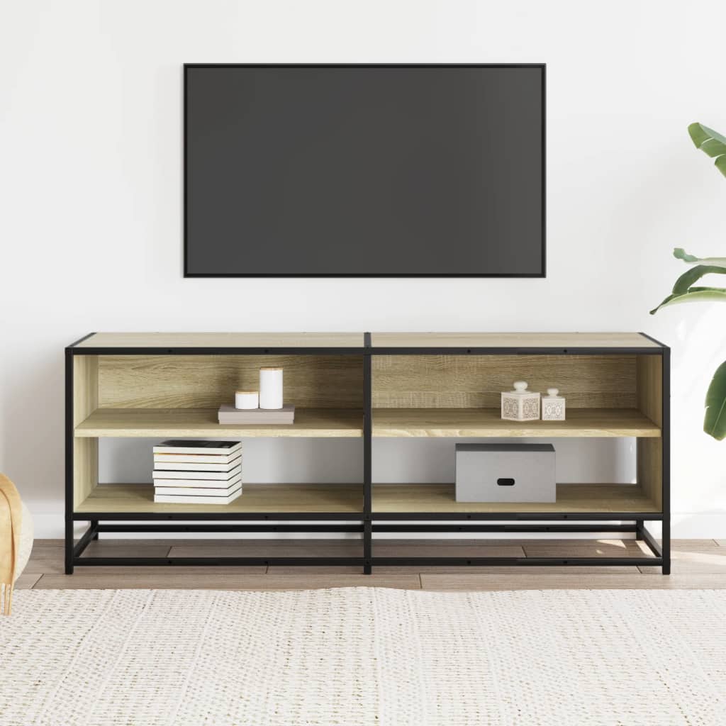 Dulap TV stejar sonoma, 120,5x40x46 cm, lemn prelucrat și metal
