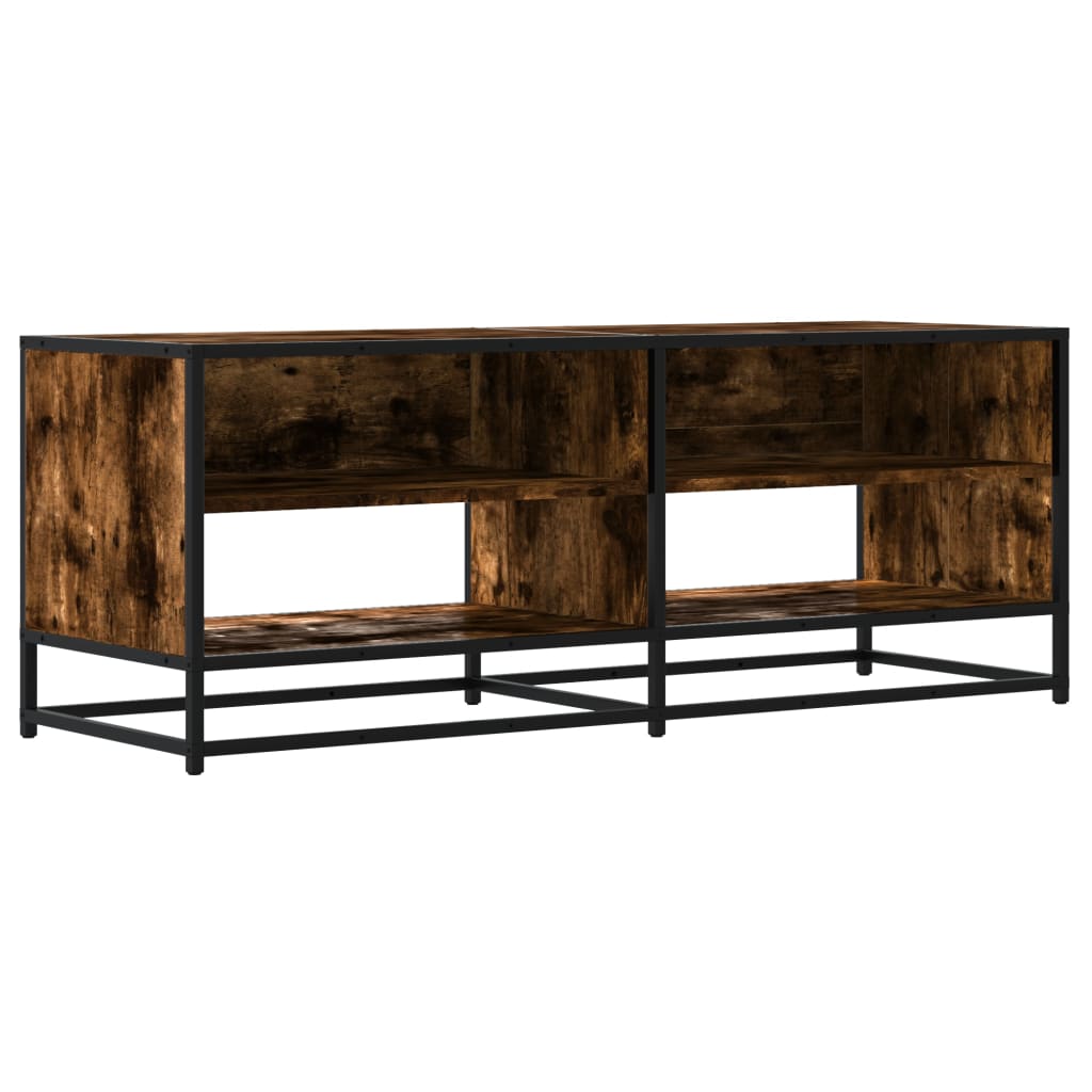 Dulap TV stejar fumuriu, 120,5x40x46 cm lemn prelucrat și metal