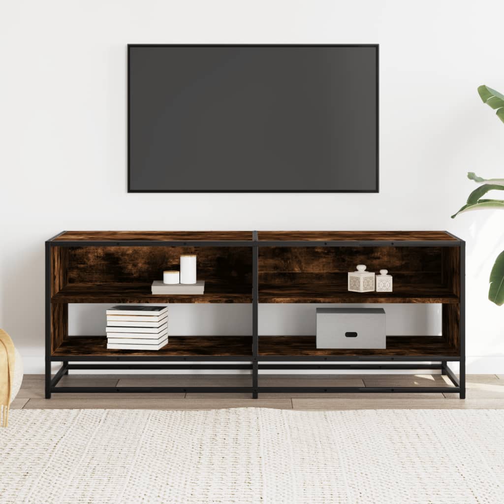 Dulap TV stejar fumuriu, 120,5x40x46 cm lemn prelucrat și metal
