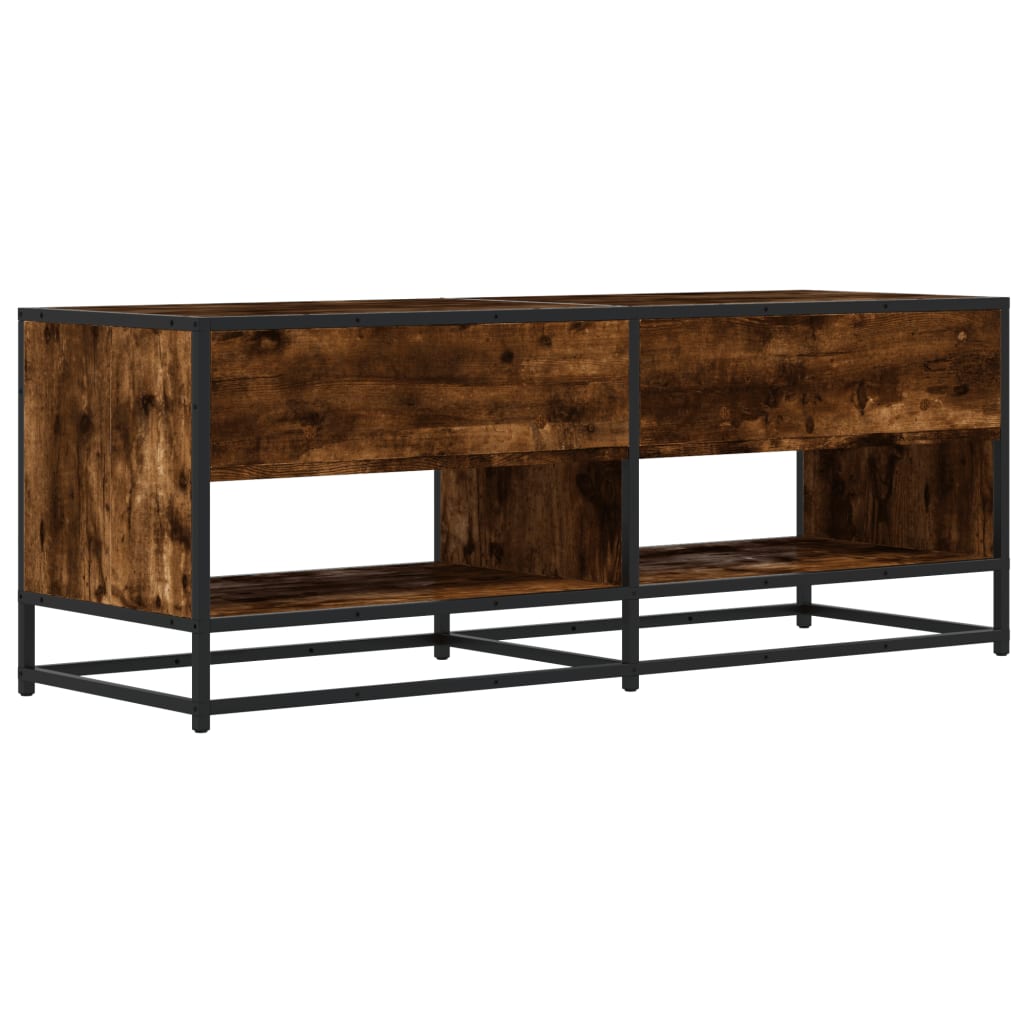 Dulap TV stejar fumuriu, 120,5x40x46 cm lemn prelucrat și metal