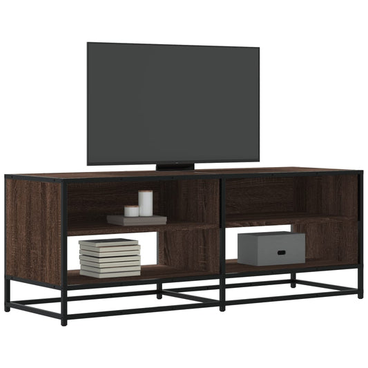 Dulap TV stejar maro, 120,5x40x46 cm, lemn prelucrat și metal