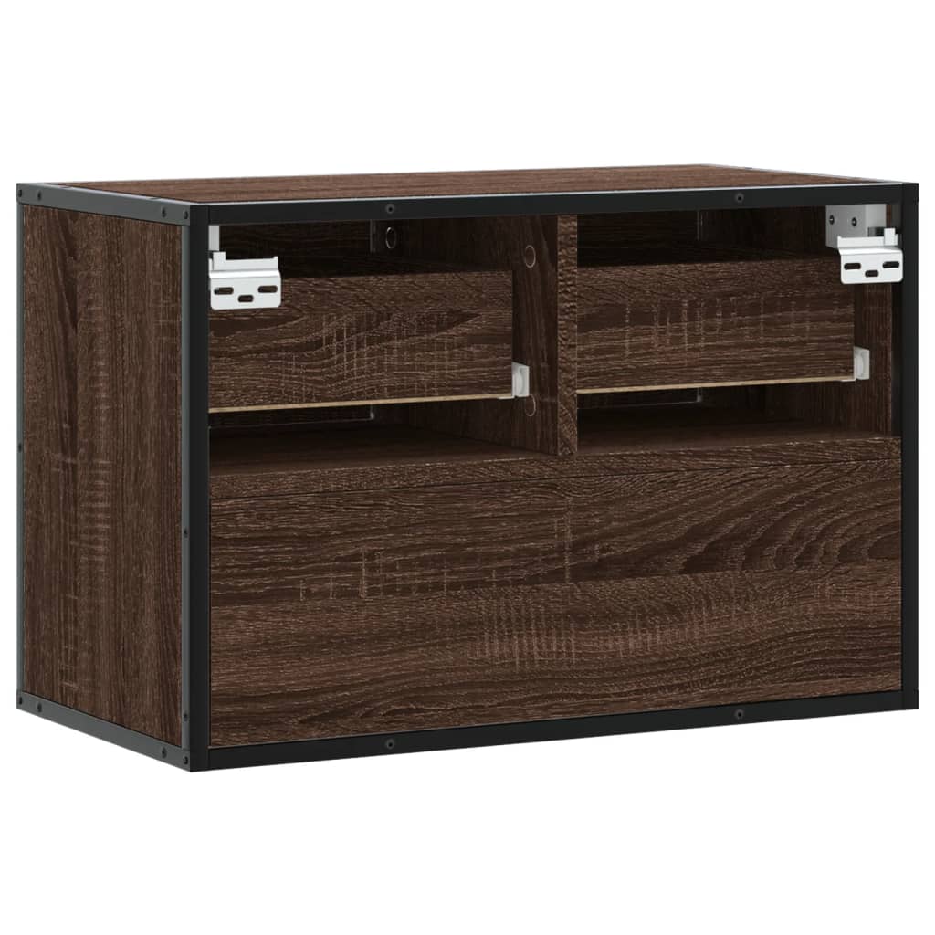 Dulap TV, stejar maro, 60x31x39,5 cm, lemn prelucrat și metal