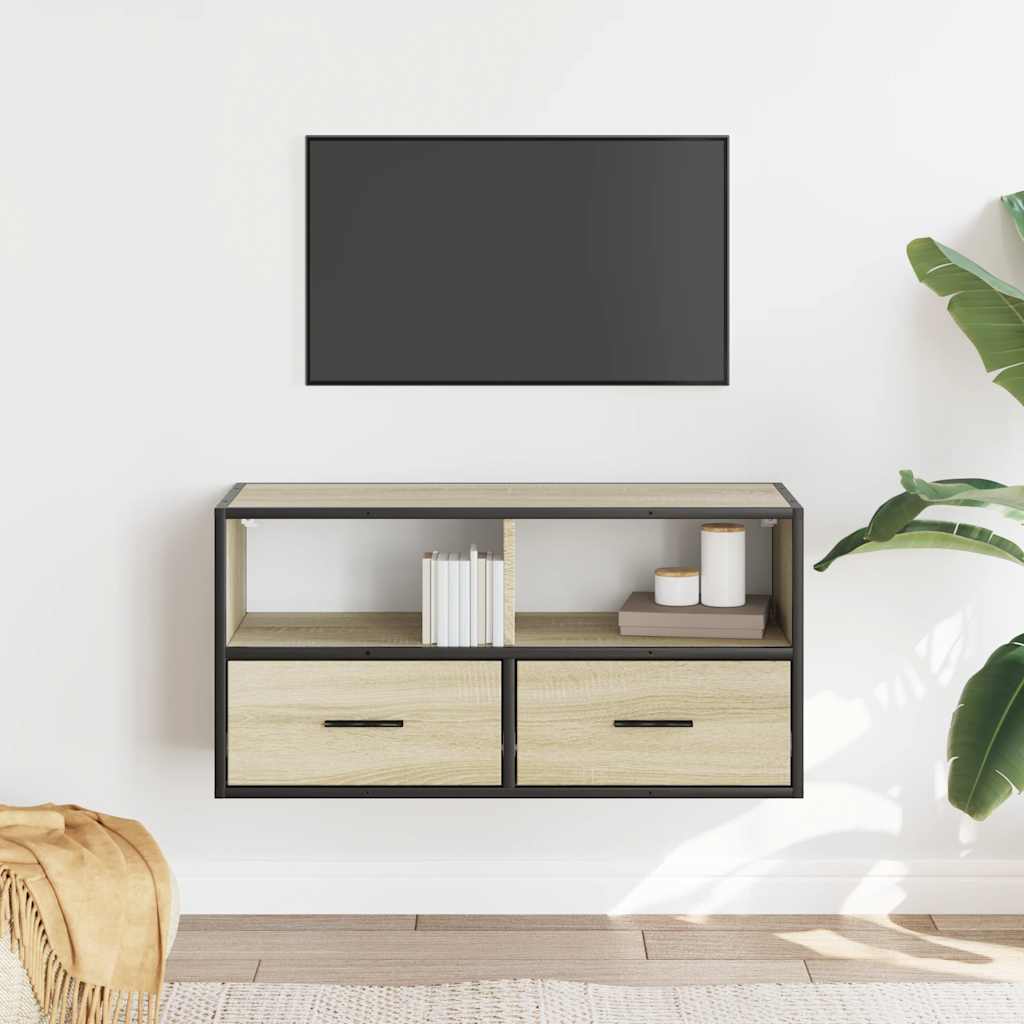 Dulap TV, stejar sonoma, 80x31x39,5 cm, lemn prelucrat și metal