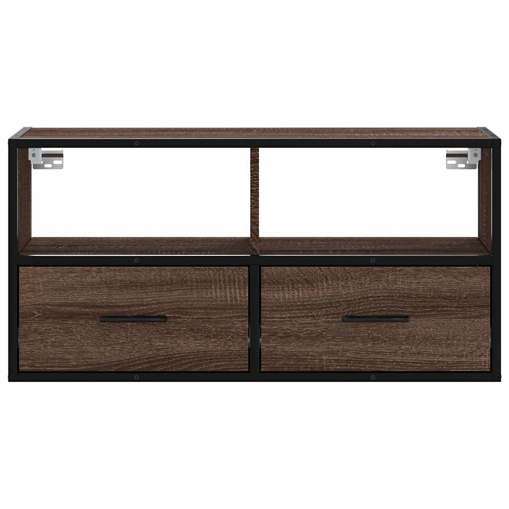 Dulap TV, stejar maro, 80x31x39,5 cm, lemn prelucrat și metal