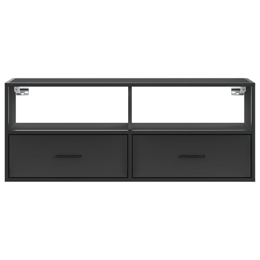 Dulap TV, negru, 100x31x39,5 cm, lemn prelucrat și metal