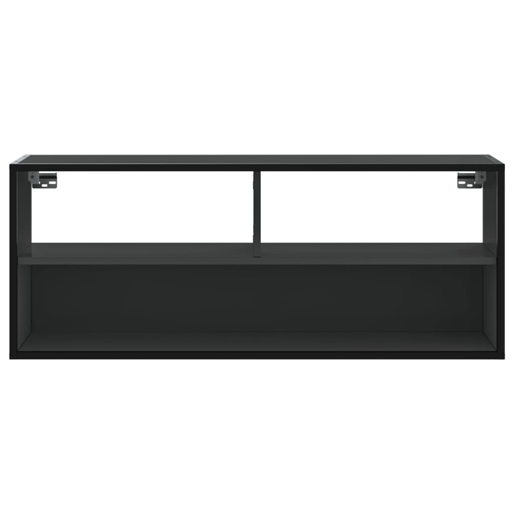 Dulap TV, negru, 100x31x39,5 cm, lemn prelucrat și metal