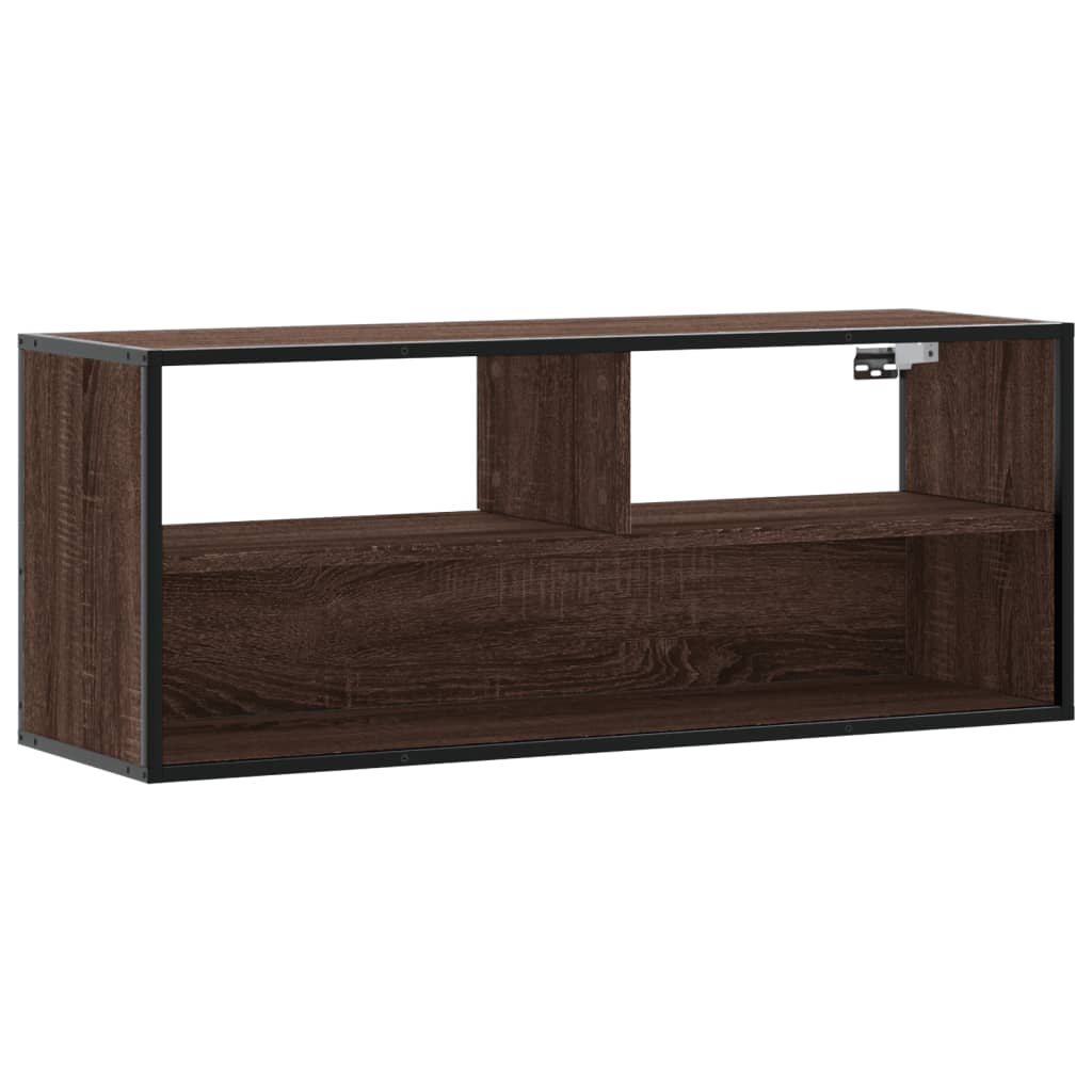 Dulap TV, stejar maro, 100x31x39,5 cm, lemn prelucrat și metal