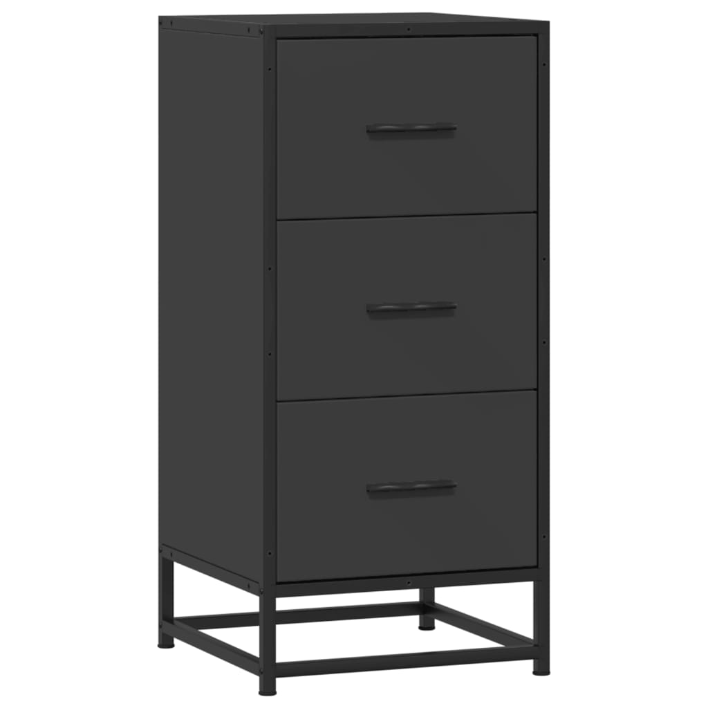 Dulap, negru, 35,5x35x76 cm, lemn prelucrat și metal