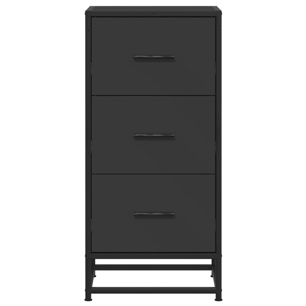 Dulap, negru, 35,5x35x76 cm, lemn prelucrat și metal