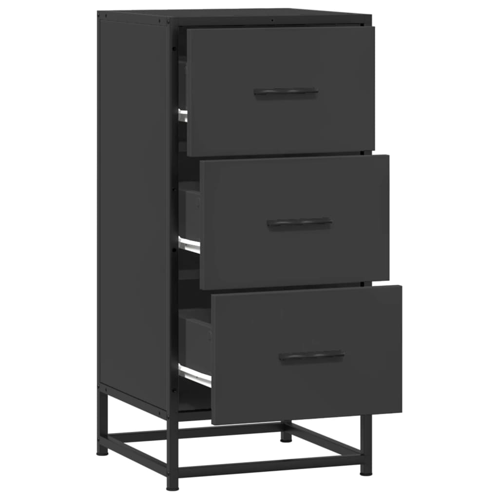 Dulap, negru, 35,5x35x76 cm, lemn prelucrat și metal