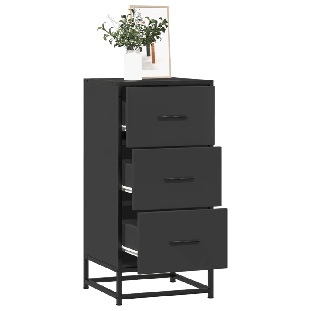 Dulap, negru, 35,5x35x76 cm, lemn prelucrat și metal