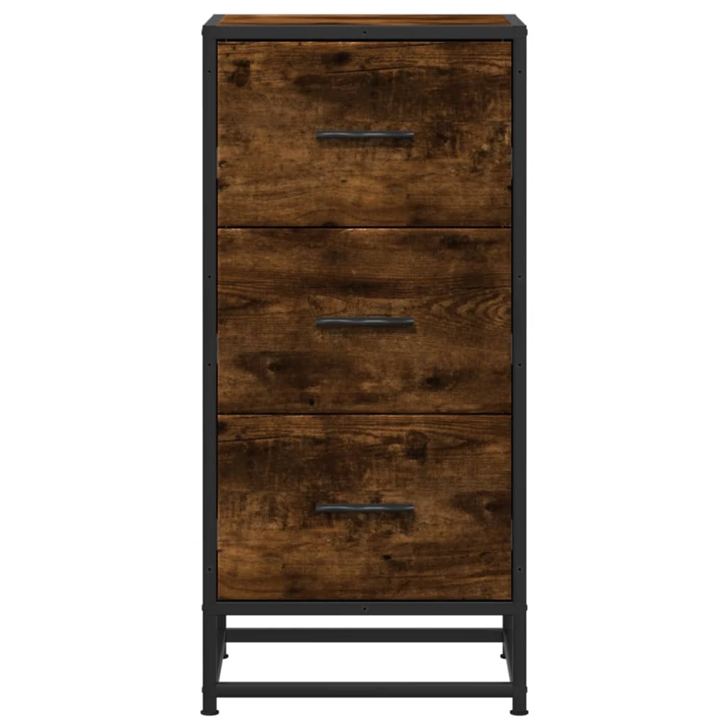 Dulap, stejar fumuriu, 35,5x35x76 cm, lemn prelucrat și metal