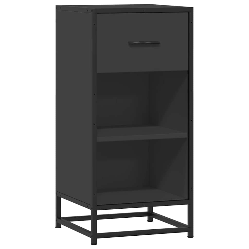Dulap, negru, 35,5x35x76 cm, lemn prelucrat și metal