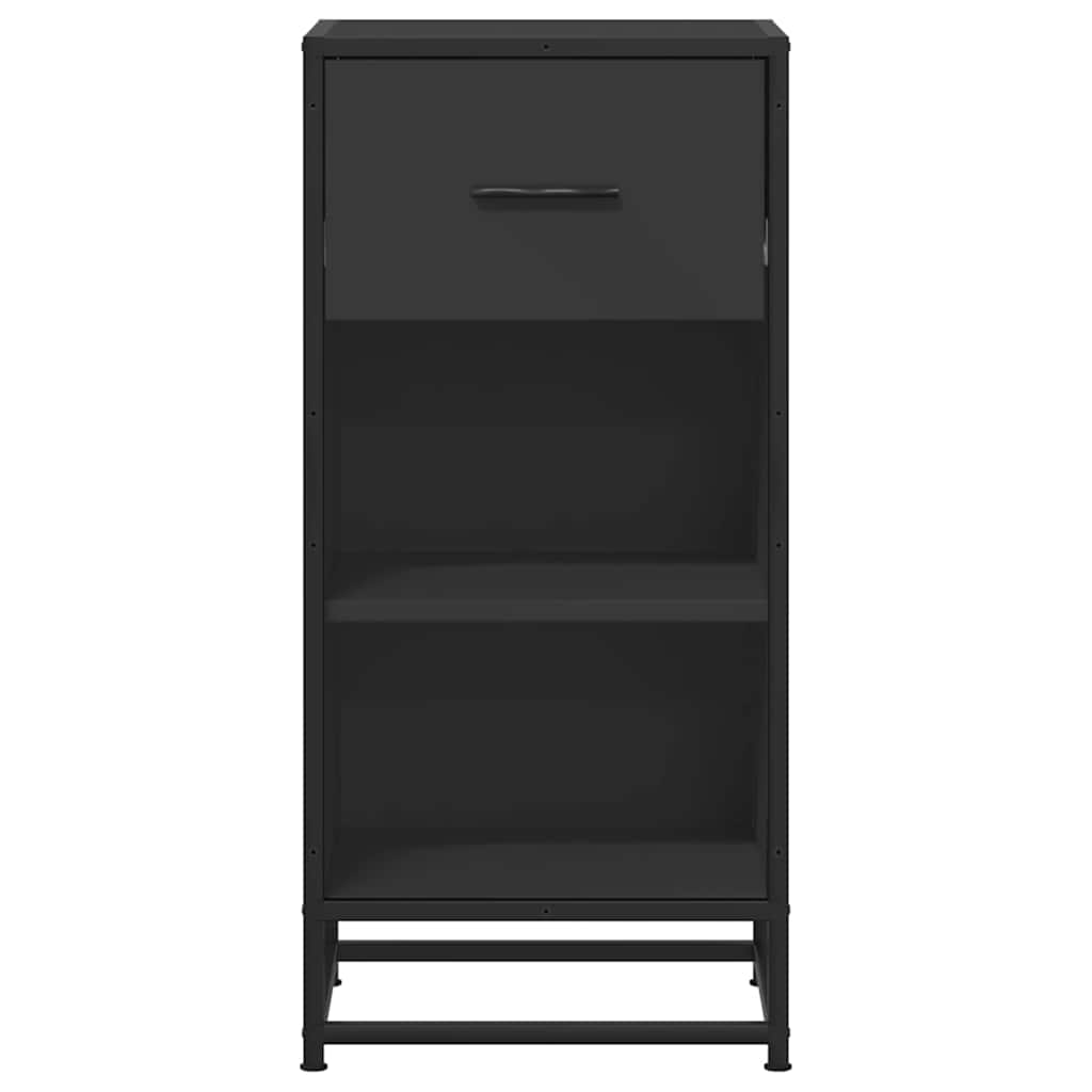 Dulap, negru, 35,5x35x76 cm, lemn prelucrat și metal