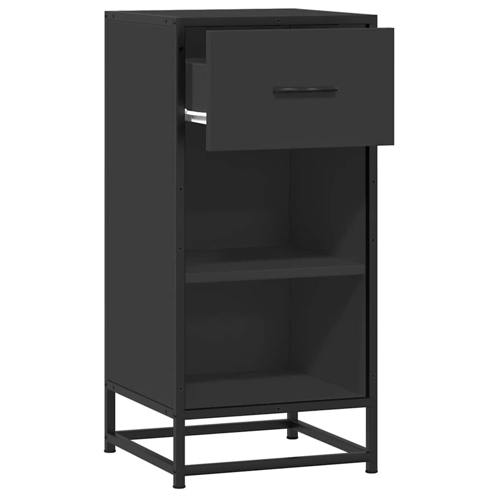 Dulap, negru, 35,5x35x76 cm, lemn prelucrat și metal