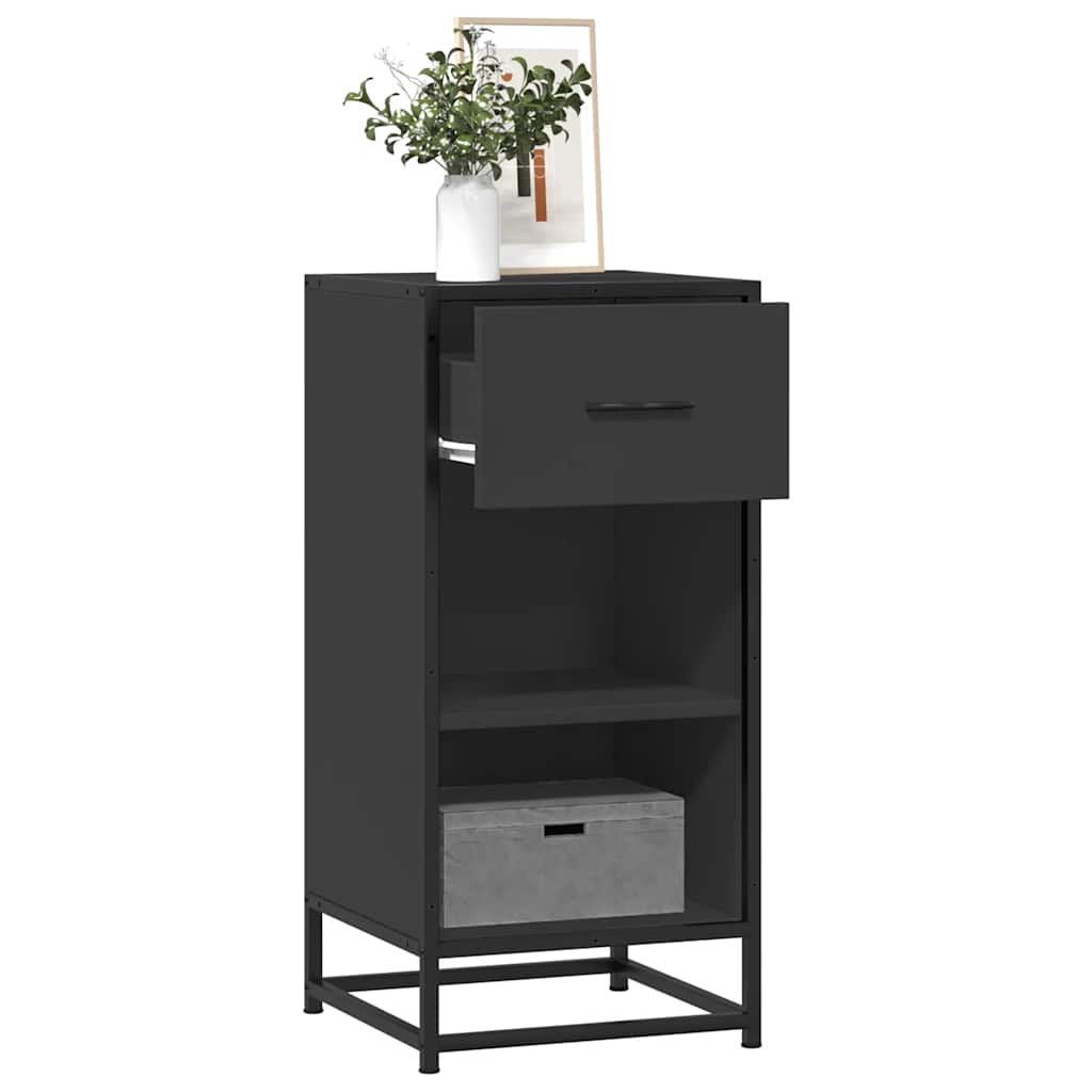 Dulap, negru, 35,5x35x76 cm, lemn prelucrat și metal