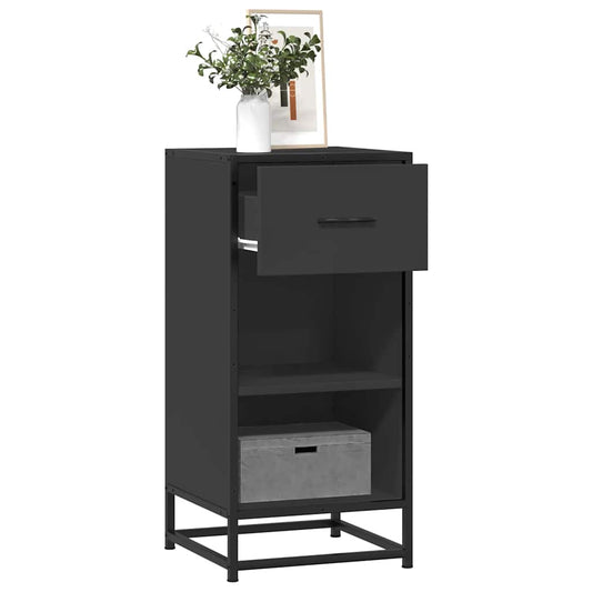 Dulap, negru, 35,5x35x76 cm, lemn prelucrat și metal