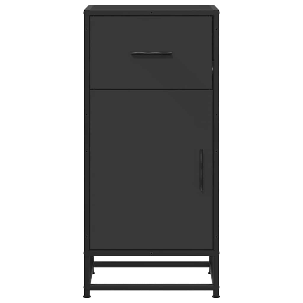Dulap, negru, 35,5x35x76 cm, lemn prelucrat și metal
