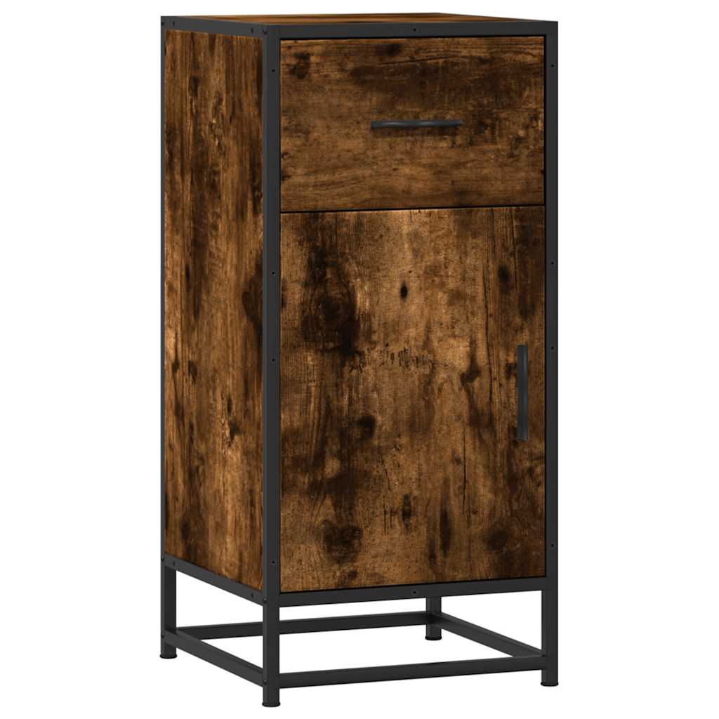 Dulap, stejar fumuriu, 35,5x35x76 cm, lemn prelucrat și metal