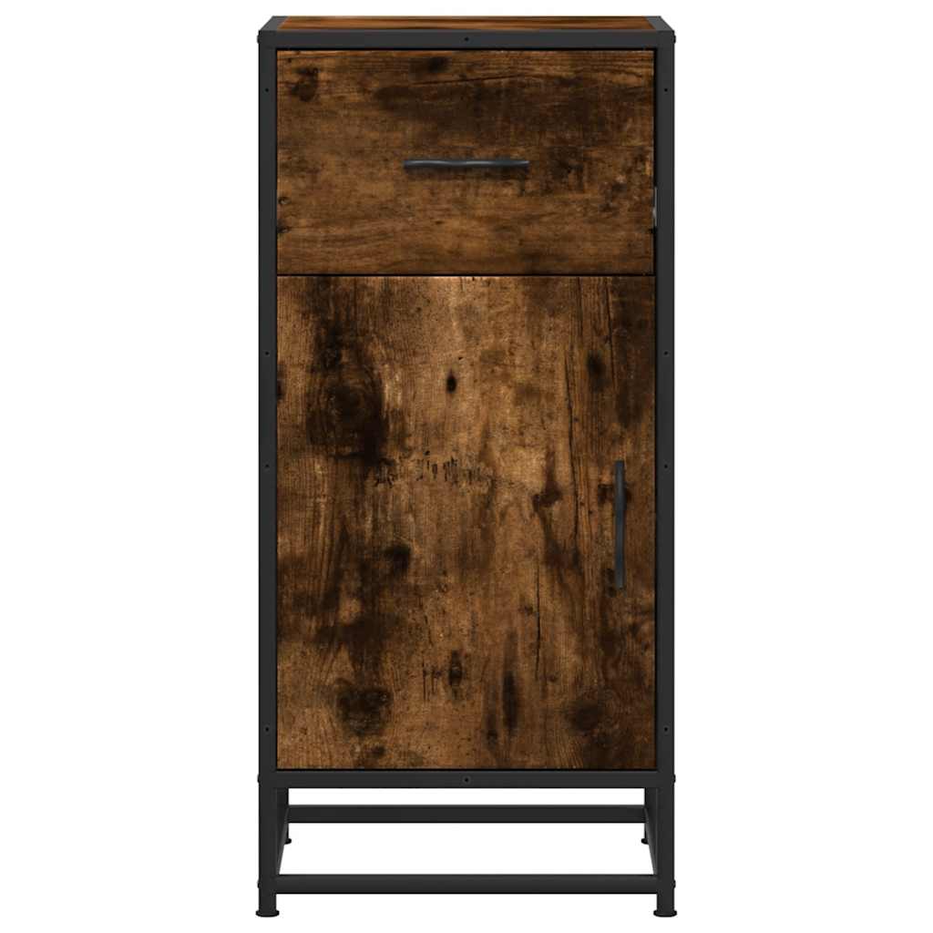 Dulap, stejar fumuriu, 35,5x35x76 cm, lemn prelucrat și metal