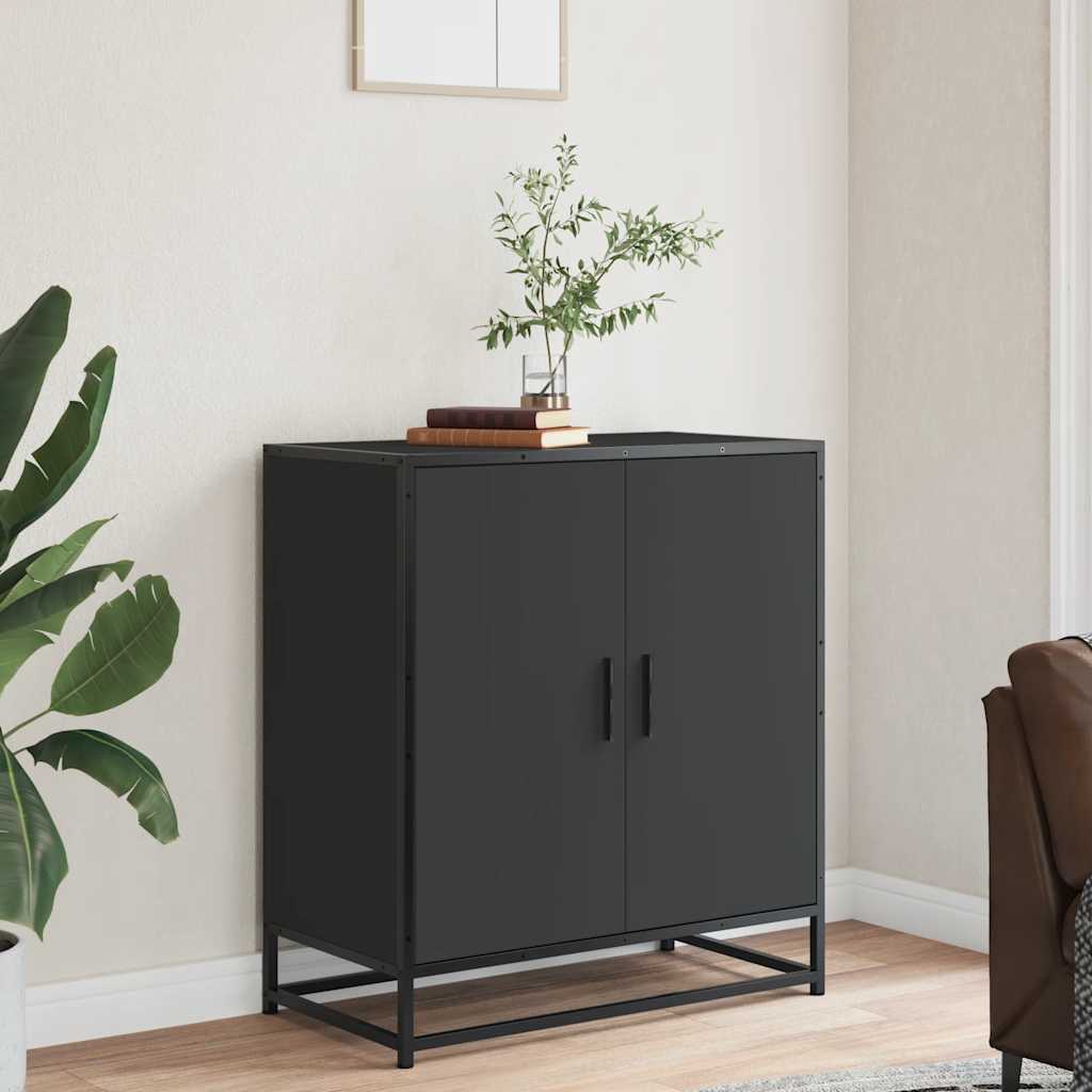 Dulap, negru, 68x35x76 cm, lemn prelucrat și metal