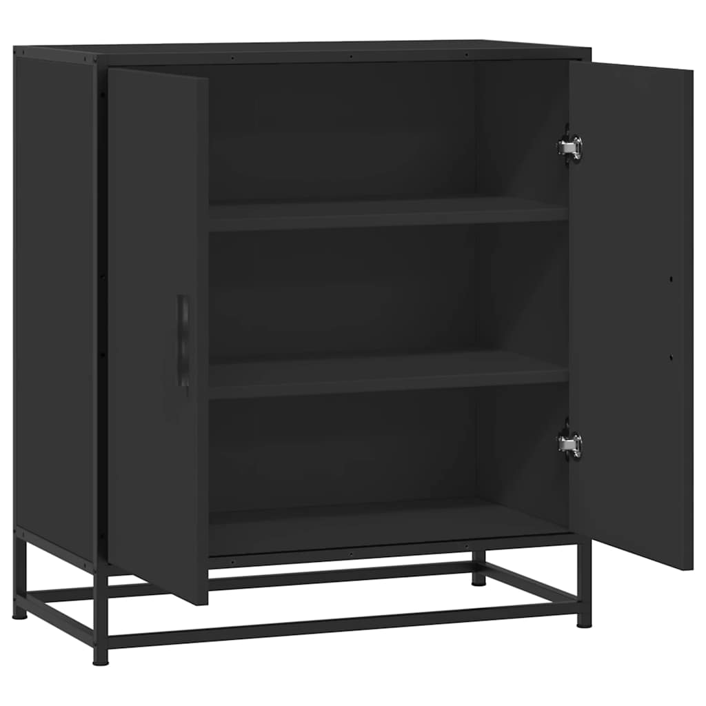 Dulap, negru, 68x35x76 cm, lemn prelucrat și metal
