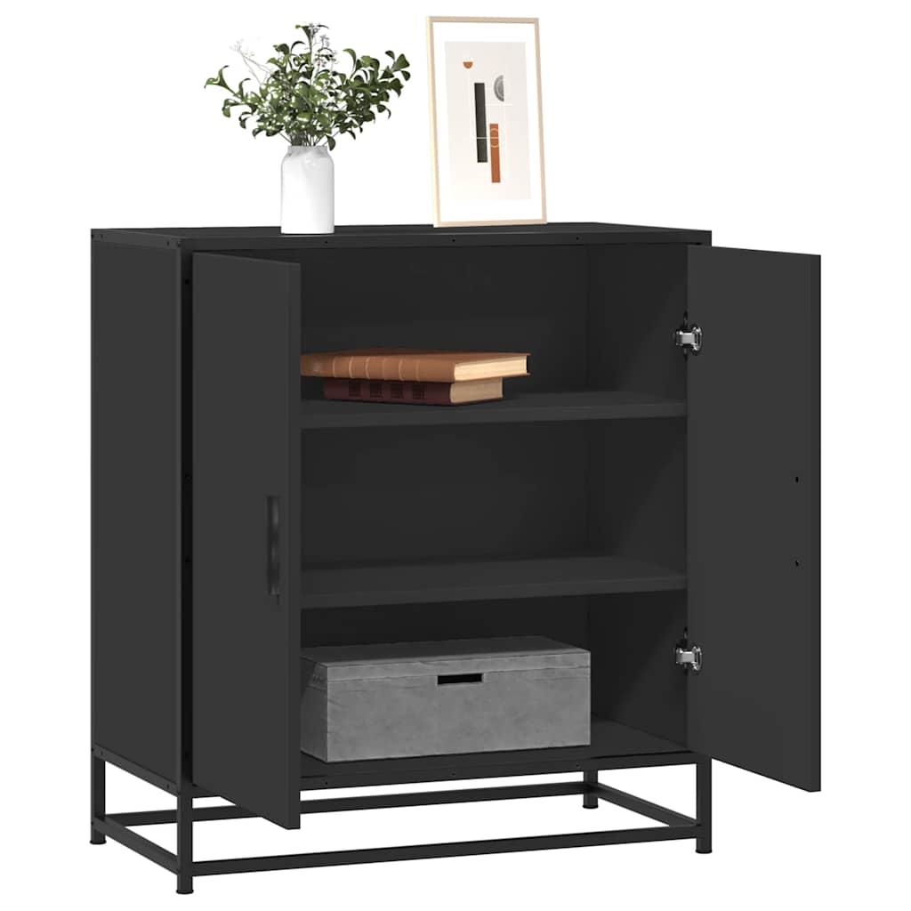 Dulap, negru, 68x35x76 cm, lemn prelucrat și metal