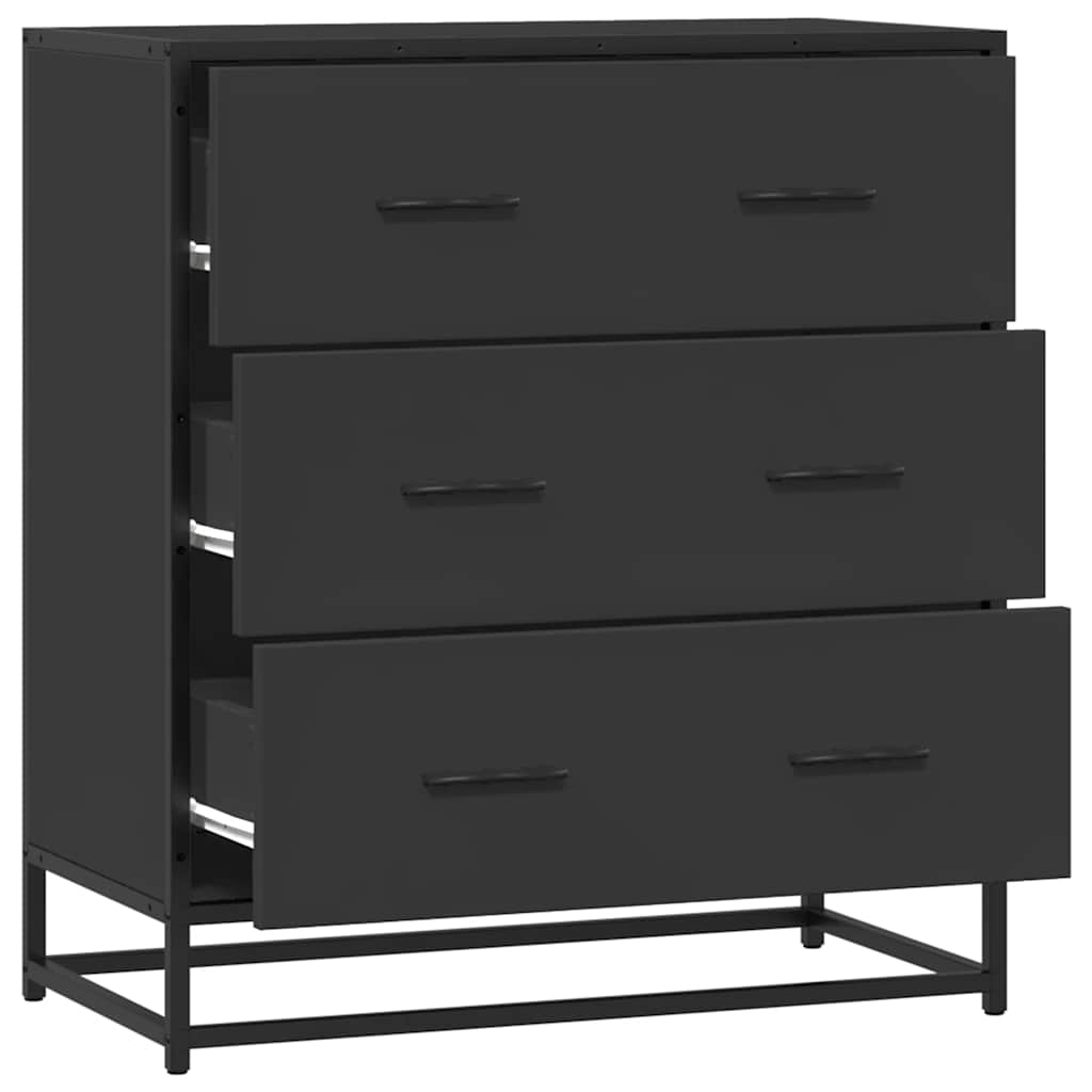 Dulap, negru, 68x35x76 cm, lemn prelucrat și metal