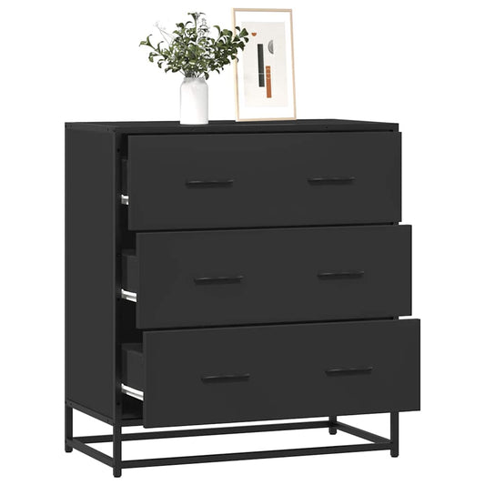 Dulap, negru, 68x35x76 cm, lemn prelucrat și metal