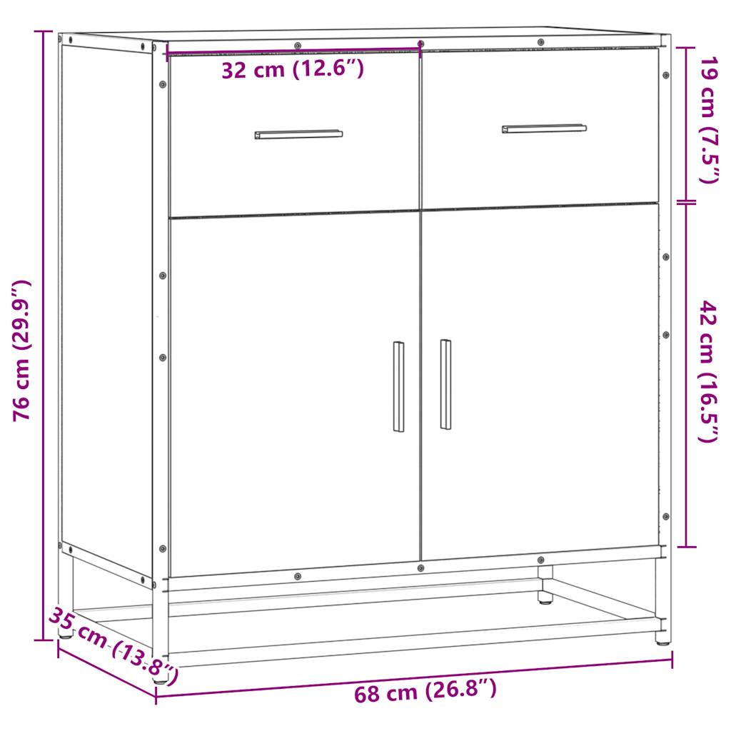 Bufetă Stejar afumat 68x35x76 cm Lemn prelucrat