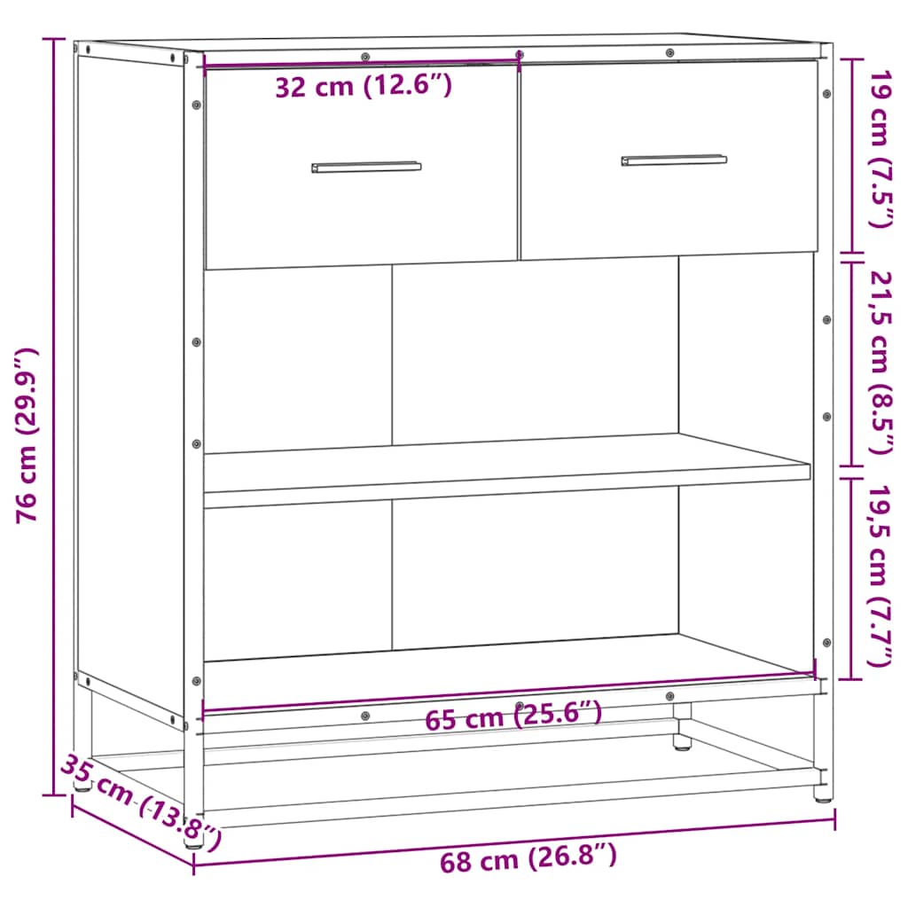 Bufetă gri Sonoma 68x35x76 cm din lemn prelucrat