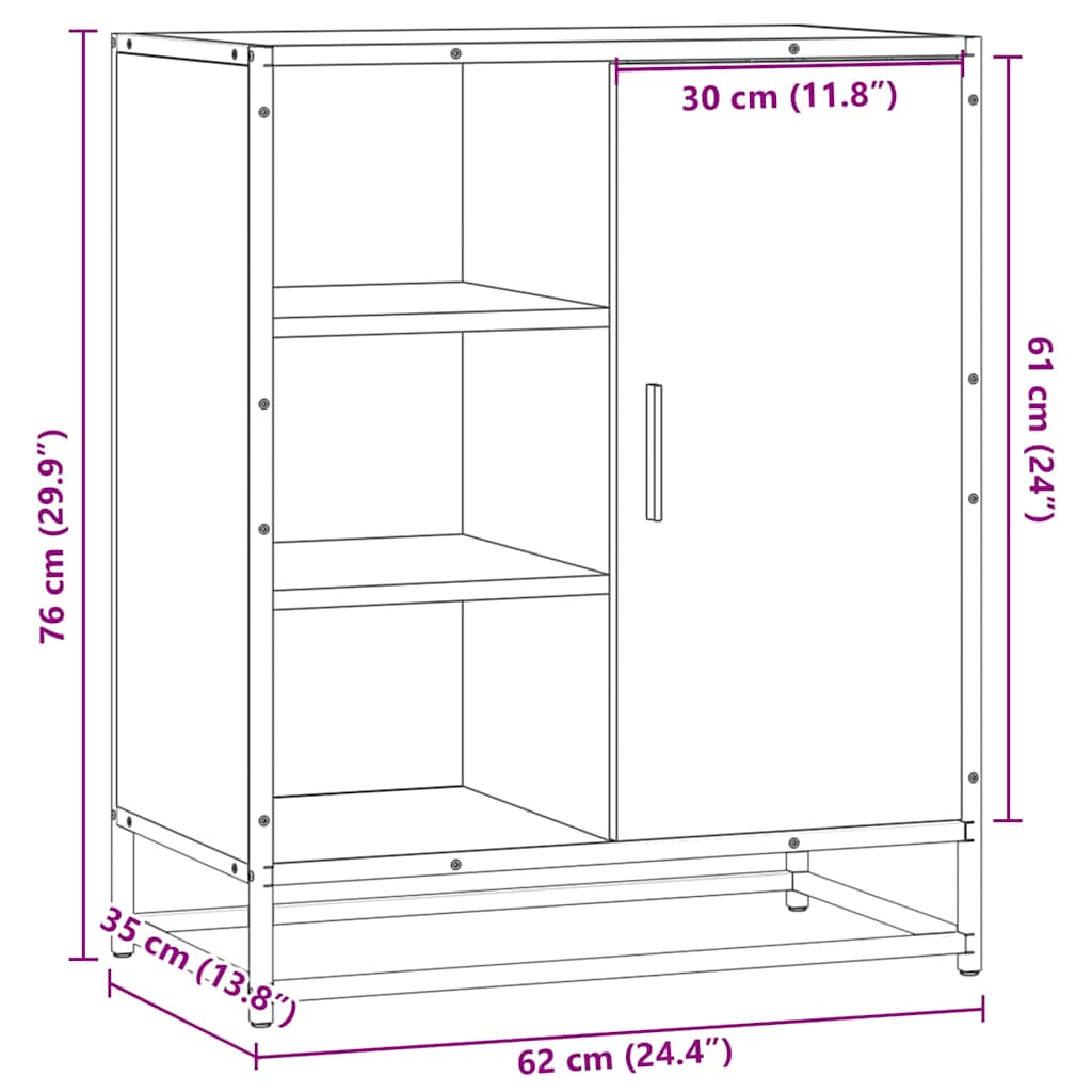 Dulap, stejar sonoma, 62x35x76 cm, lemn prelucrat