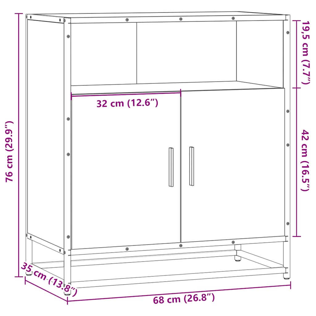 Bufetă Stejar maro 68x35x76 cm Lemn prelucrat