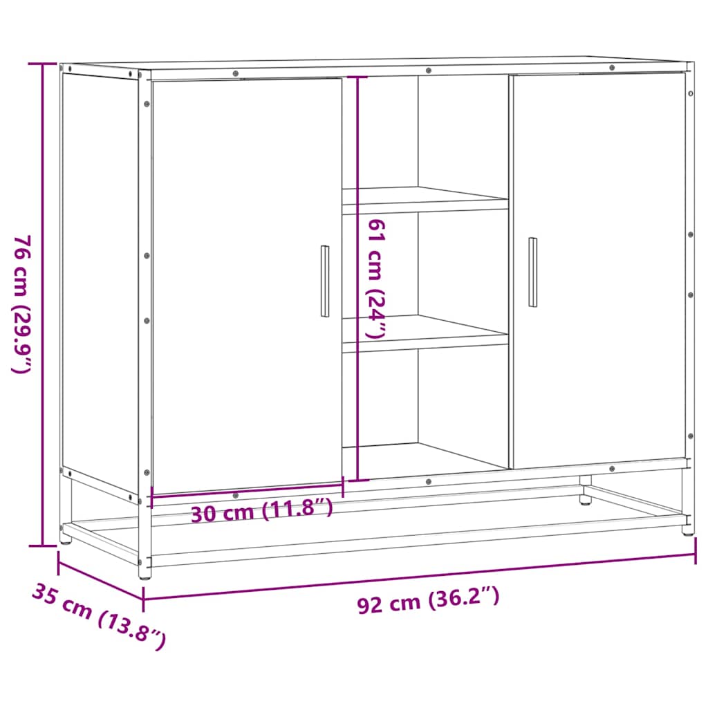 Dulap, stejar sonoma, 92x35x76 cm, lemn prelucrat