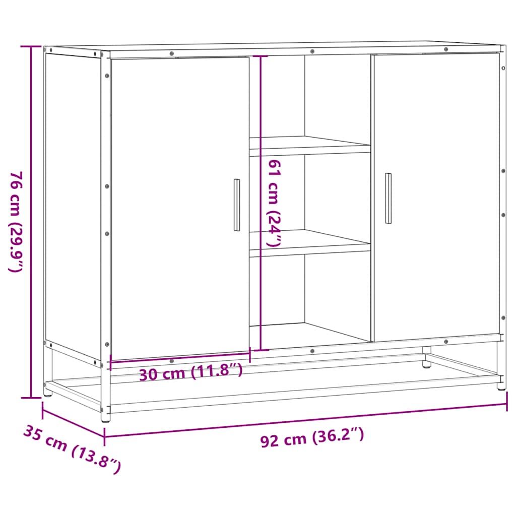 Dulap, stejar maro, 92x35x76 cm, lemn prelucrat
