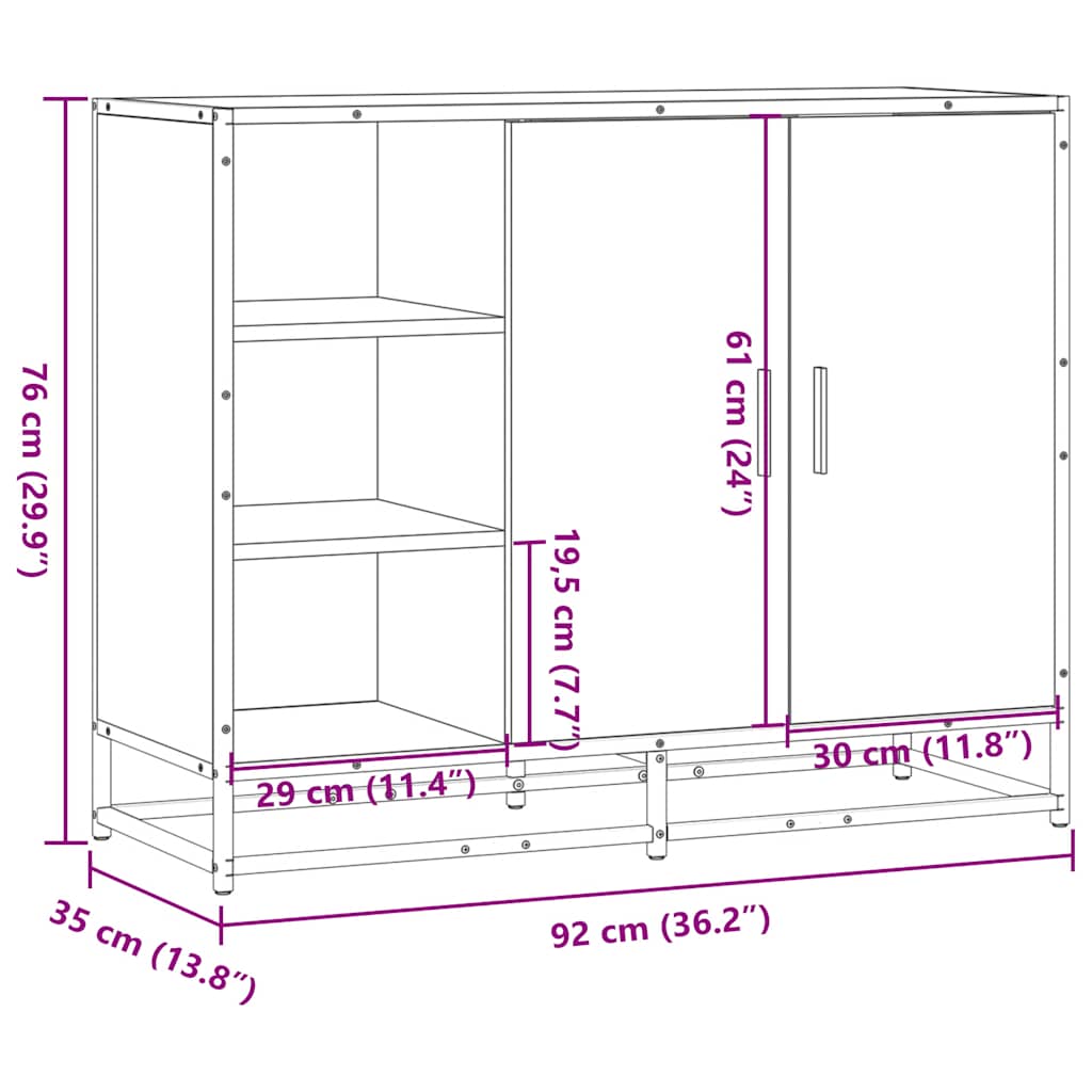 Dulap, stejar sonoma, 92x35x76 cm, lemn prelucrat
