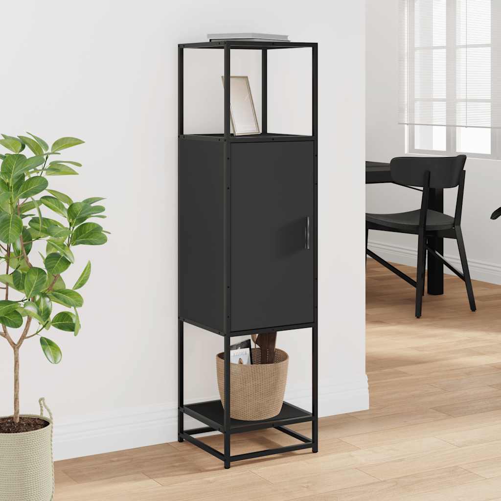 Dulapuru negru 35,5x35x139 cm lemn și metal prelucrat