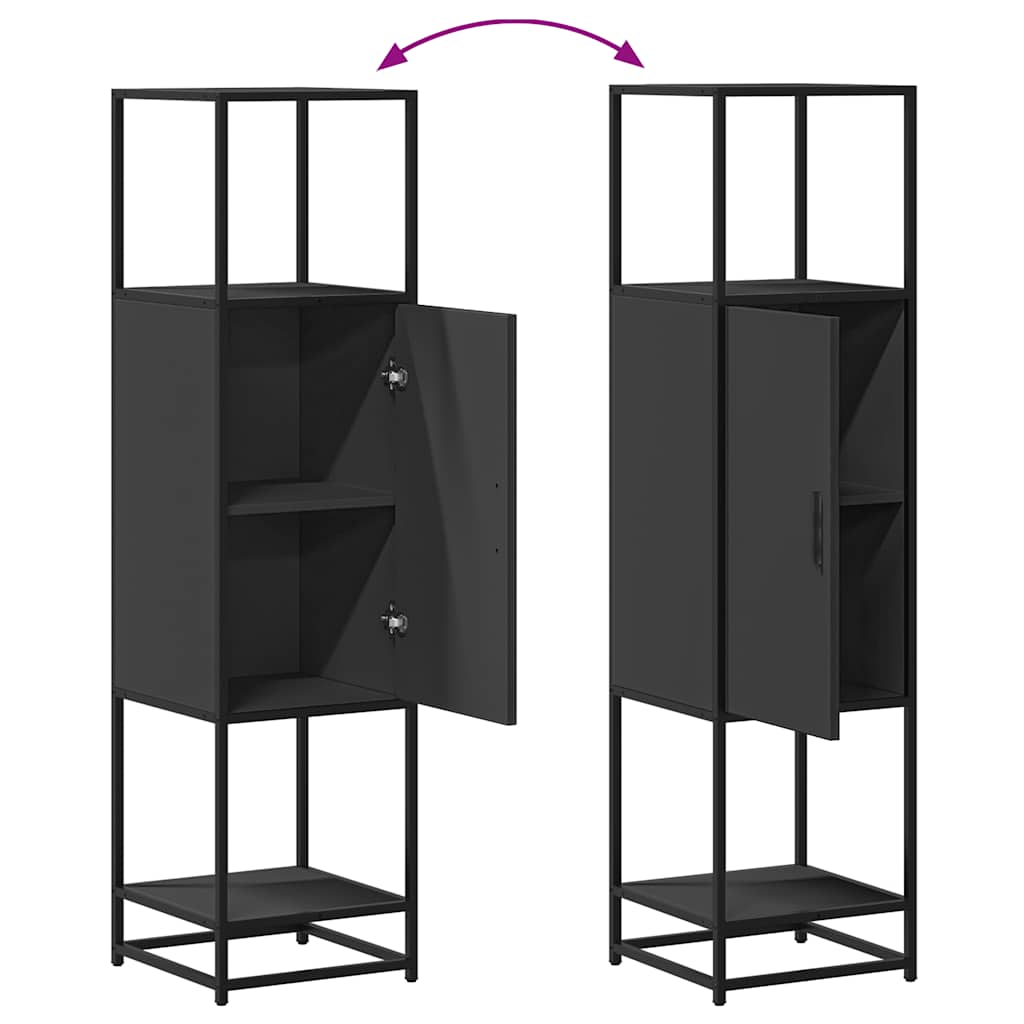 Dulapuru negru 35,5x35x139 cm lemn și metal prelucrat