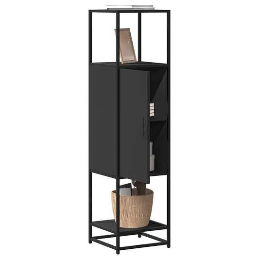Dulapuru negru 35,5x35x139 cm lemn și metal prelucrat