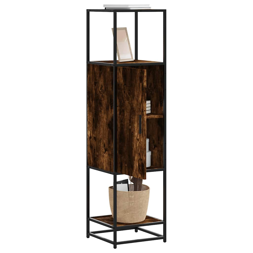 Dulapuru stejar afumat 35,5x35x139 cm lemn și metal prelucrat